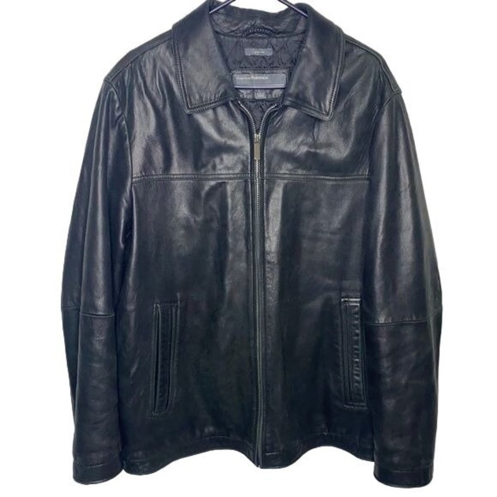 Perry Ellis Portfolio Lamb Skin Leather Jacket- Size: Large